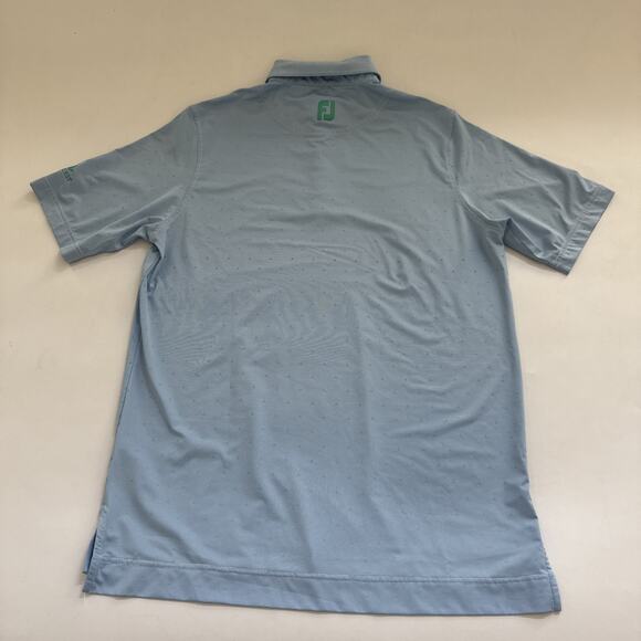 FJ FootJoy Polo Shirt Blue Medium All Over Print Golf Performance Oakhurst Logo - Picture 6 of 10